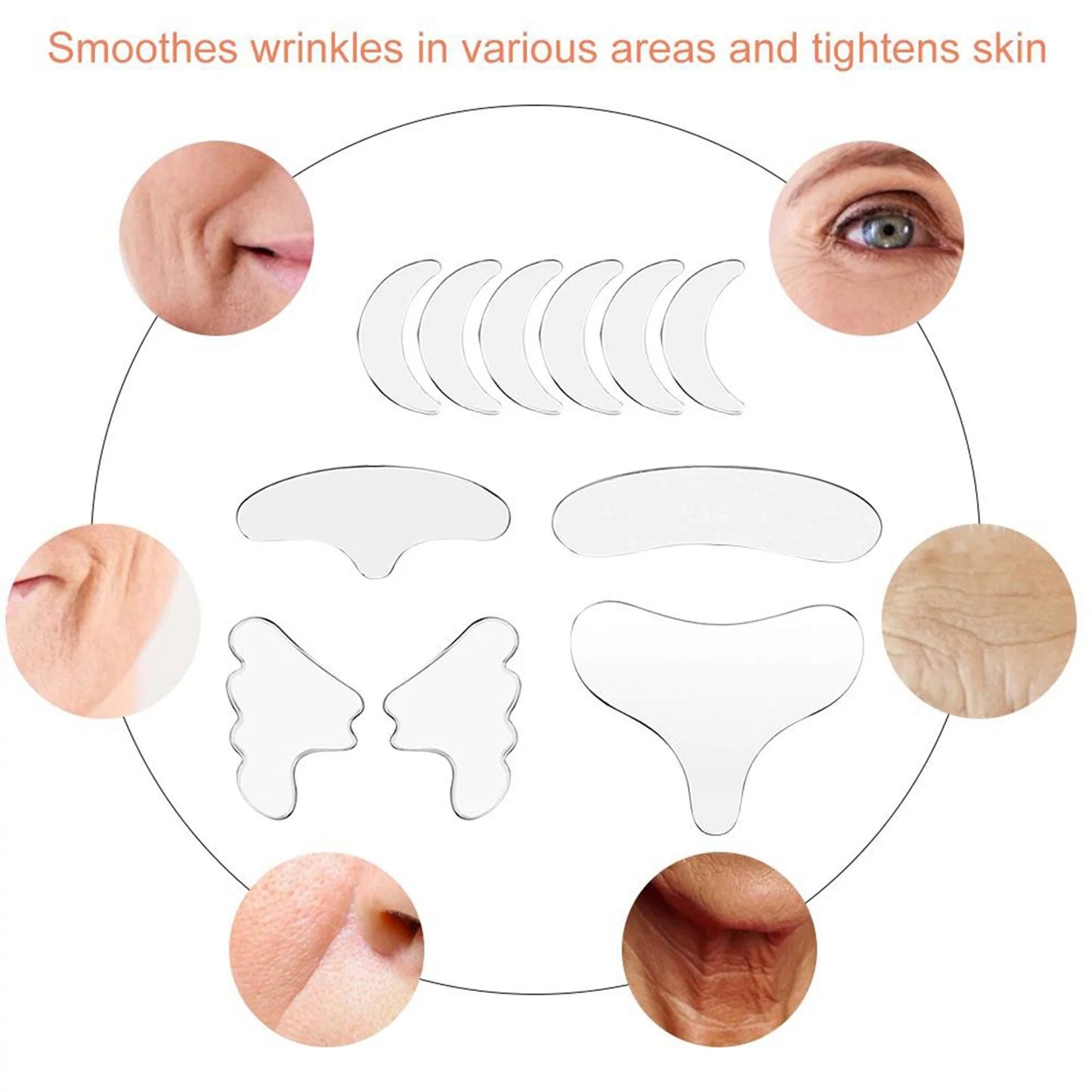 Silicone Wrinkle Removal Sticker Set (11 pieces)